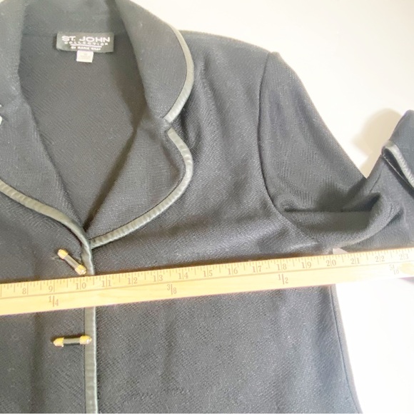 St. John Black Jacket Blazer Sophisticated Chic WorkCareer Embellished SIze 12 - Picture 7 of 10